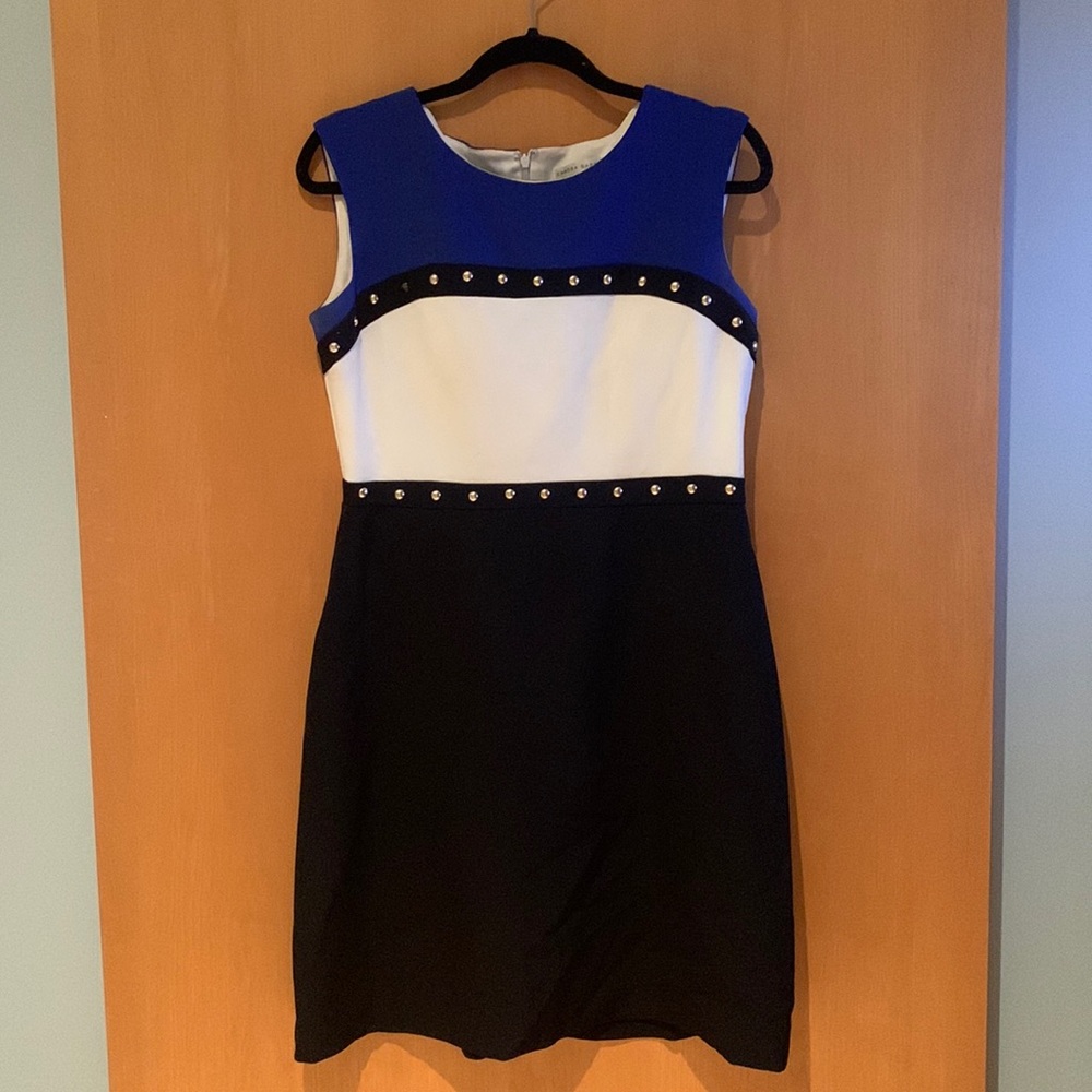 Sandra Darren Black/Blue/White Dress